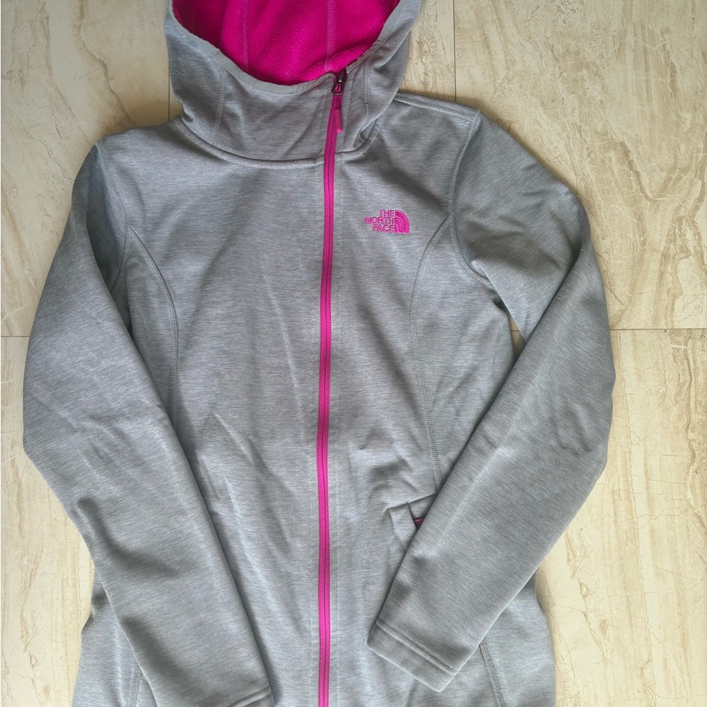 The North Face Women's Small Haldee Raschel Parka Gray Pink Coat Jacket Hood